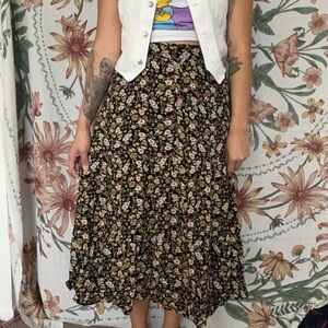 Floral Black Skirt